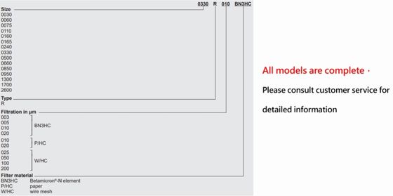 Éléments de filtre de précision à maillage frayé HYDAC 1320-D-003-BH3HC 3μM Stabilité