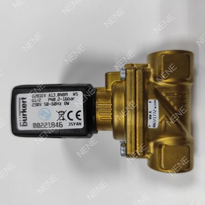 Électrovanne FKM BURKERT type 6281 00221869 G3/8, 2/2 normalement fermée, corps en laiton, orifice 13,0, AC24V 8W, 0,2-16 bar, 0 à +120°C