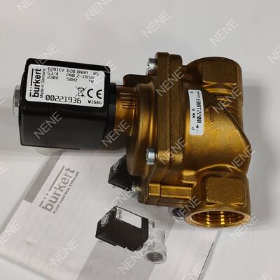Valve solénoïde à grande ouverture à haute température BURKERT Type 6281 00221879 G3/4 2/2 NC Corps en laiton FKM Sceau 20.0 Ouvrage de débit AC220V 8W 0,2-16bar 0 à +120°C