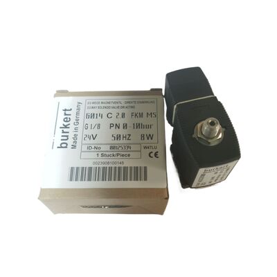 Burkert 00125301 soupape solénoïde industrielle, port G1/4 pouce, orifice de débit 3,0, boîtier en laiton scellé FKM, puissance de courant continu 24V 8W, 0 ~ 6bar Application à basse pression