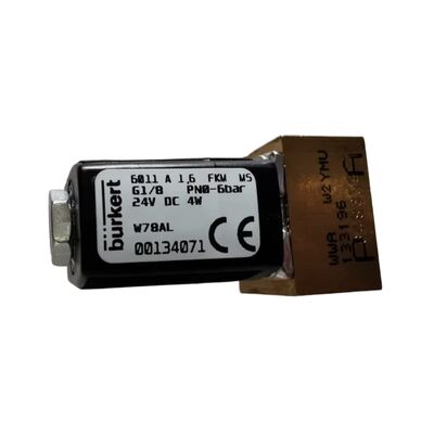 Burkert 00221886 6281 G1 1/4 2/2 Normalement fermé 25.0 Flow Hole FKM Corps de soupape en laiton scellé DC24V 8W 0.2-16bar 0~+120 °C