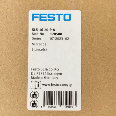 Mini-cylindre à glissière équipé d'un coussin élastique à double extrémité SLS-10-20-P-A #170494 FESTO SLS Série Guide à bille Cylindre linéaire 10 mm de forage 20 mm de course pour le positionnement des semi-conducteurs