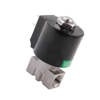 Valve d'air en acier inoxydable 304, 8.7AAS025B, taille du port 3/8 1/4 3/8, matériau du joint en PTFE, taille de l'orifice 2.5mm, tension 24VAC
