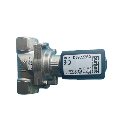 Burkert série 6281 Suppression manuelle activée 2/2 Voie NC Servo Diaphragme Solénoïde G3/4 Port Résistant à la corrosion FKM Sceau en acier inoxydable 20 mm Orifice 00323977 00323978