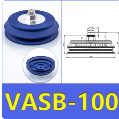 FESTO VASB100 Bellows Vacuum Suction Cup 100Mm White Import Silicone Black NBR Blue NBR G1/4 Thread 1.5 Convolutions Height Compensation For Heavy Load Curved Workpiece Gripper