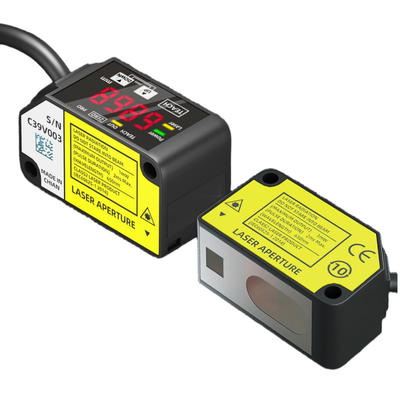 Capteur de déplacement laser HG-C1400, distance de référence 400 mm, plage de mesure ±200 mm, répétabilité 800 µm, IP67, 12-24 V CC, sortie analogique NPN PNP 0-5 V 4-20 mA