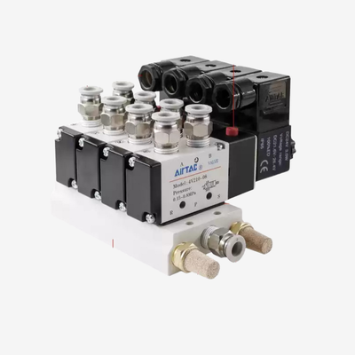 Vanne de commande pneumatique Airtac 4V410-15 à grand débit, à tiroir coulissant, corps en alliage d'aluminium, sans lubrification requise, commande manuelle pour circuit d'actionnement de vérin robuste