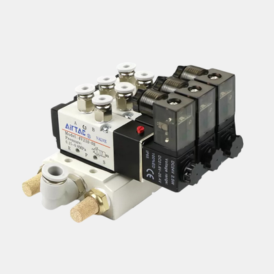 Kit de distributeur de vanne solénoïde multi-station Airtac 4V310-08 2 / 3 / 4 / 5 / 6 positions Groupe de vannes intégré pour circuit pneumatique multicanal