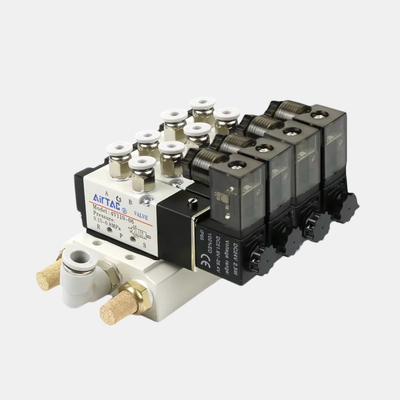 Kit de distributeur de vanne solénoïde multi-station Airtac 4V310-08 2 / 3 / 4 / 5 / 6 positions Groupe de vannes intégré pour circuit pneumatique multicanal
