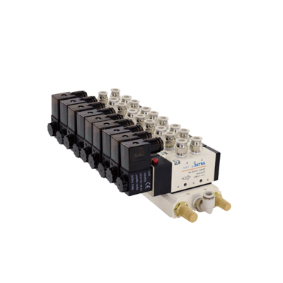 Airtac 4V110-06 Solenoid Valve Manifold Group 7 8 9 10 Station Aluminum Alloy Base Central Air Exhaust Manual Override For Equipment Test And Commissioning