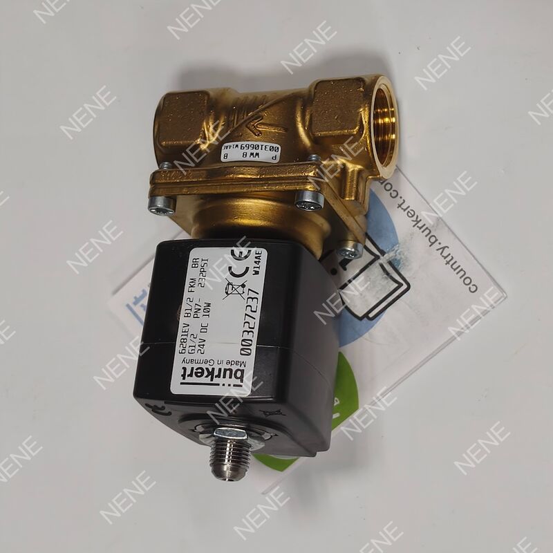 Électrovanne FKM BURKERT type 6281 00221869 G3/8, 2/2 normalement fermée, corps en laiton, orifice 13,0, AC24V 8W, 0,2-16 bar, 0 à +120°C
