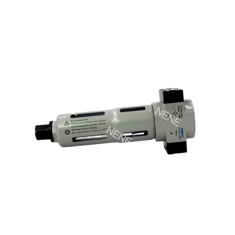 159612 Festo LF-1/8-D-MINI Filtre à air comprimé Boîtier en alliage de zinc Bol en métal Grille Filtre fritté Orifice G1/8 0,5-12 bar 40 µm Purge manuelle