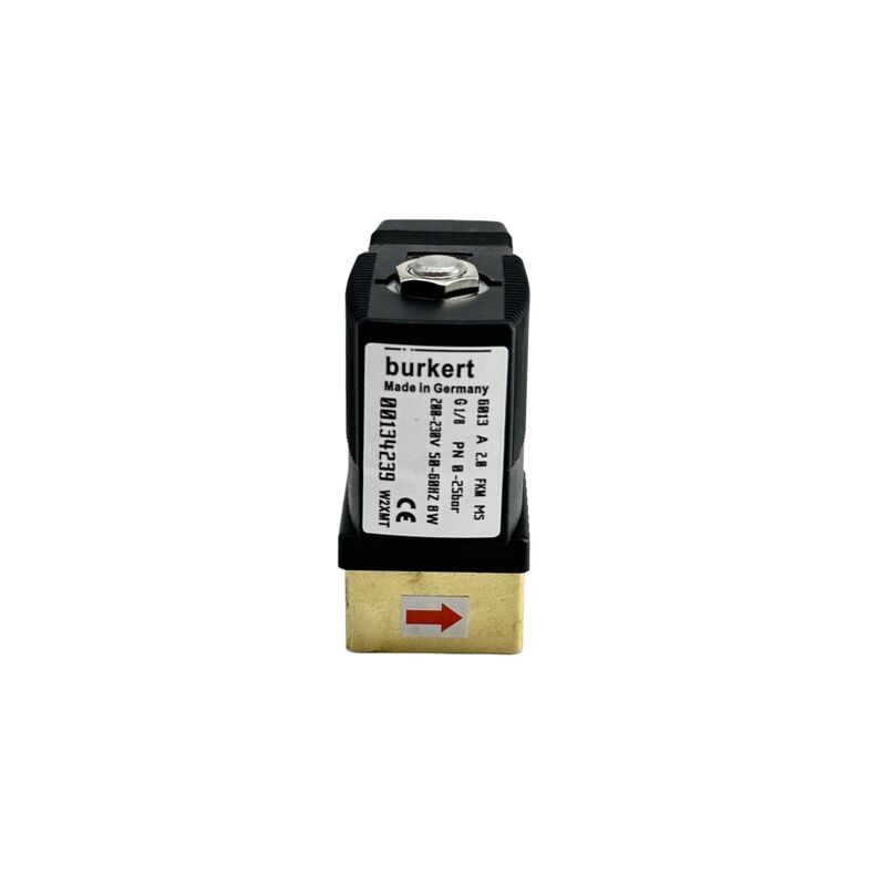 Vanne solénoïde BURKERT 6013, 00134249, Pression nominale élevée 16 bars, Interface G1/8, Alésage 2,5 mm, Joint FKM résistant à la corrosion, 24 VDC 8 W