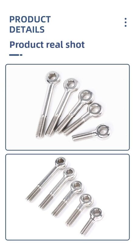 M6 M8 M10 M12 M16 M20 Diamètre de filetage Boulon à vis à œil en acier inoxydable Pas de filetage standard Matériel robuste résistant à la corrosion durable