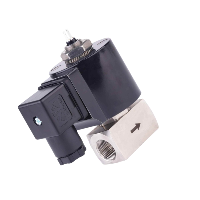8.16AAS020B Taille du port G1/8 G1/4 G3/8 soupape d'eau SS304 PTFE Matériau d'étanchéité 2 mm Taille de l'orifice Voltage 24VDC 120 bar Pression