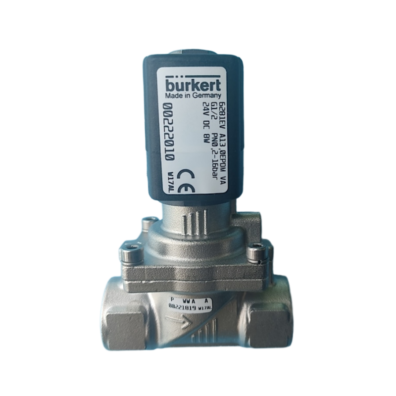 Ventilateur solénoïde à servo-diaphragme de type Burkert de type 6281 00323973 00323975 G1/2 fil féminin 2/2 NC avec survol manuel corps de soupape en acier inoxydable FKM Sceau 13.0 orifice de débit DC24V AC220V