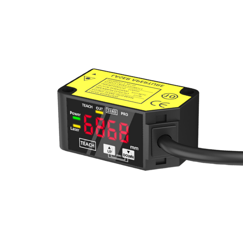 Capteur de déplacement laser HG-C1400, distance de référence 400 mm, plage de mesure ±200 mm, répétabilité 800 µm, IP67, 12-24 V CC, sortie analogique NPN PNP 0-5 V 4-20 mA
