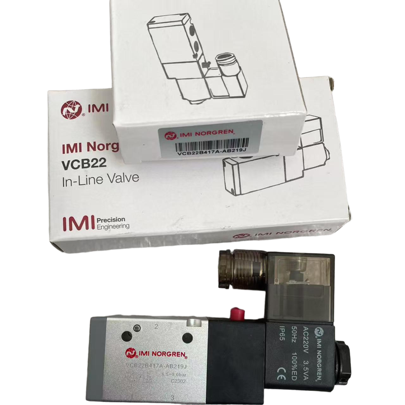 Vanne solénoïde à rappel par ressort NORGREN VCB22B417A-AB219J G1/4 AC220V 3/2 NF vanne directionnelle pneumatique pour machine de moulage par soufflage