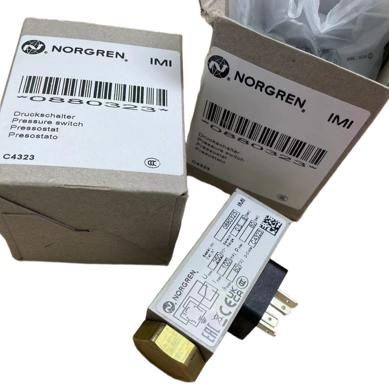 Interrupteur de pression NORGREN 0880323 filetage G1/4 0,5-8 bars, manomètre pour conduite de fluide de machine-outil