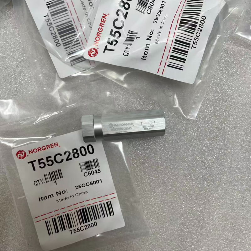 Valve d'arrêt pneumatique compacte T55C2800 IMI Norgren G1/4 BSPP à fil Valve de non-retour légère pour le circuit pneumatique robotisé