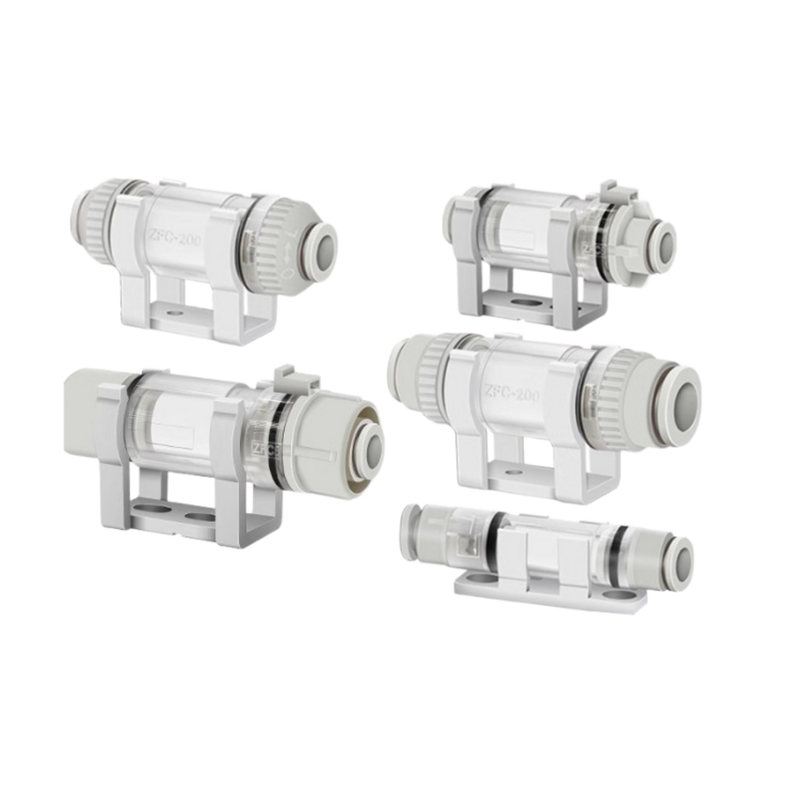Filtre d'aspiration pneumatique SMC ZFC200-08B Connecteur poussoir une touche-100kPa-1.0MPa Plage de fonctionnement Remplacement d'élément sans outil pour circuit auxiliaire à vide de prélèvement et de placement robotisé