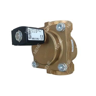 00322509 6281 G3/8 2/2, Usually Closed With Manual Control 10.0 Flow Hole AC24V 8W 0.2-16bar -10~+80 ℃ NBR Seal Material Burkert Solenoid Valve Brass Body