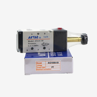 Airtac 4V210-08 Corps de vanne unique 5/2 voies Vanne directionnelle pneumatique Port fileté de 1/4 pouce Bobine coulissante en alliage d'aluminium pour remplacement d'assemblage de bobine séparée